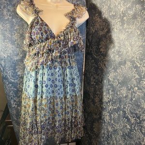 Max studio Flowey sheer baby doll dress size small 100% silk floral